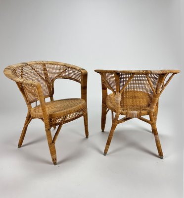 Mid-Century Rattan Easy Chairs, 1960s, Set of 2-RMX-1447656