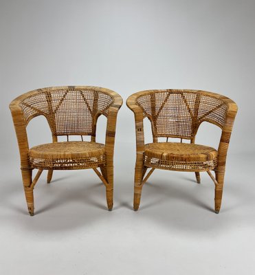 Mid-Century Rattan Easy Chairs, 1960s, Set of 2-RMX-1447656