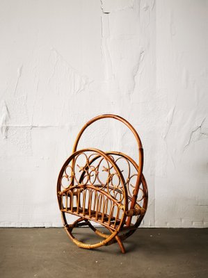 Mid-Century Rattan Magazine Rack, 1960s-FW-692079