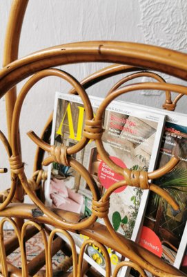 Mid-Century Rattan Magazine Rack, 1960s-FW-692079