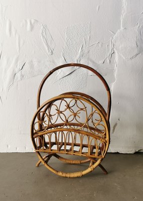 Mid-Century Rattan Magazine Rack, 1960s-FW-692079