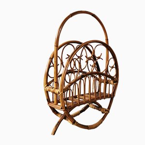 Mid-Century Rattan Magazine Rack, 1960s-FW-692079