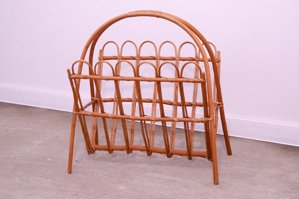 Mid-Century Rattan Magazine Rack by Jan Kalous for Úluv, Czechoslovakia, 1960s-HXT-1776888