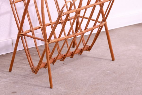 Mid-Century Rattan Magazine Rack by Jan Kalous for Úluv, Czechoslovakia, 1960s-HXT-1776888