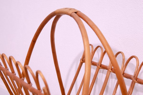 Mid-Century Rattan Magazine Rack by Jan Kalous for Úluv, Czechoslovakia, 1960s-HXT-1776888