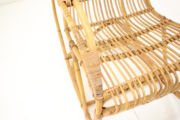 Mid-Century Rattan Rocking Chair, 1960s-TZ-1326545