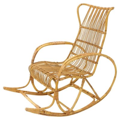 Mid-Century Rattan Rocking Chair, 1960s-TZ-1326545