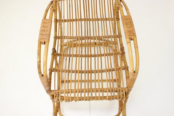 Mid-Century Rattan Rocking Chair, 1960s-TZ-1326545