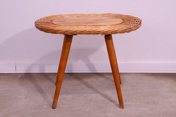 Mid-Century Rattan Stool by Jan Kalous for Úluv, Former Czechoslovakia, 1960s-HXT-1776957