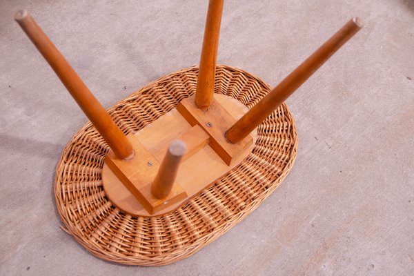 Mid-Century Rattan Stool by Jan Kalous for Úluv, Former Czechoslovakia, 1960s-HXT-1776957