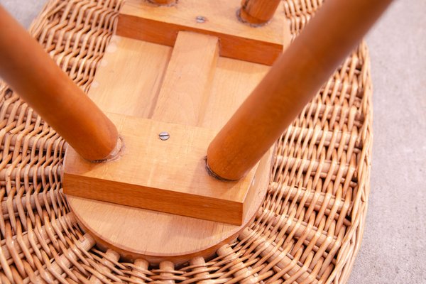 Mid-Century Rattan Stool by Jan Kalous for Úluv, Former Czechoslovakia, 1960s-HXT-1776957