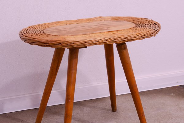 Mid-Century Rattan Stool by Jan Kalous for Úluv, Former Czechoslovakia, 1960s-HXT-1776957