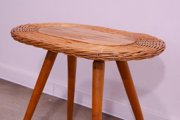 Mid-Century Rattan Stool by Jan Kalous for Úluv, Former Czechoslovakia, 1960s-HXT-1776957