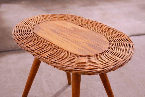 Mid-Century Rattan Stool by Jan Kalous for Úluv, Former Czechoslovakia, 1960s-HXT-1776957