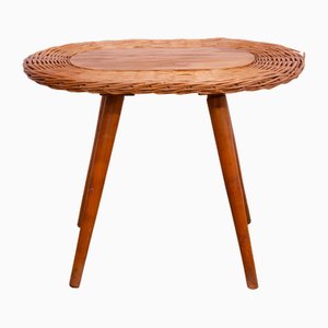 Mid-Century Rattan Stool by Jan Kalous for Úluv, Former Czechoslovakia, 1960s-HXT-1776957