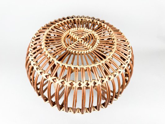 Mid-Century Rattan Stool in style of Franco Albini, 1970s-TZ-2018654