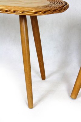 Mid-Century Rattan Stools attributed to Jan Kalous for Úluv, Czechoslovakia, 1960s, Set of 3-WVS-1405265