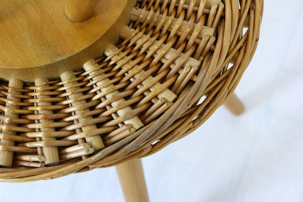 Mid-Century Rattan Stools attributed to Jan Kalous for Úluv, Czechoslovakia, 1960s, Set of 3-WVS-1405265