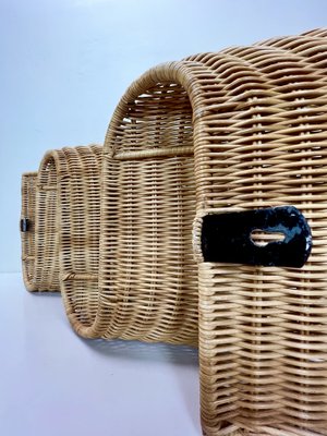 Mid-Century Rattan Wall Mounted Magazine Holder, Italy, 1970s-WZZ-1369313