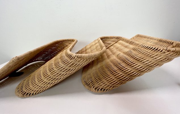 Mid-Century Rattan Wall Mounted Magazine Holder, Italy, 1970s-WZZ-1369313