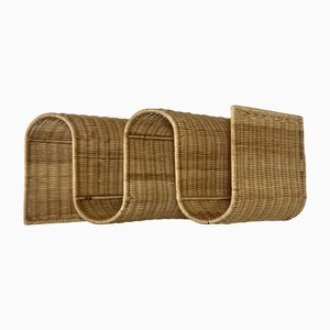 Mid-Century Rattan Wall Mounted Magazine Holder, Italy, 1970s-WZZ-1369313