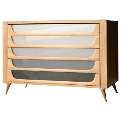 Mid-Century Rectangular Birch Brass Italian Sideboard, 1960s-UZ-862825