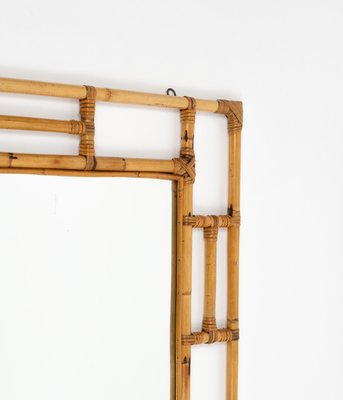 Mid-Century Rectangular Rattan and Bamboo Mirror in the style of Vivai Del Sud, Italy, 1970s-LYQ-2034367