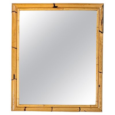 Mid-Century Rectangular Wall Mirror Double Bamboo Frame, Italy, 1970s-LYQ-1437360