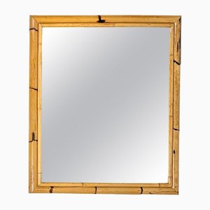 Mid-Century Rectangular Wall Mirror Double Bamboo Frame, Italy, 1970s-LYQ-1437360