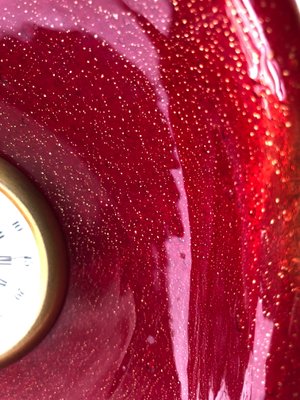 Mid-Century Red and Gold Murano Art Glass Clock by Flavio Poli for Seguso Vetri d'Arte, 1940s-ECV-653782