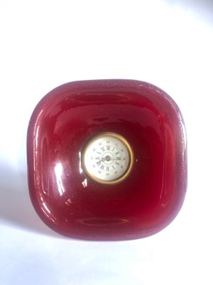 Mid-Century Red and Gold Murano Art Glass Clock by Flavio Poli for Seguso Vetri d'Arte, 1940s-ECV-653782