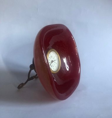 Mid-Century Red and Gold Murano Art Glass Clock by Flavio Poli for Seguso Vetri d'Arte, 1940s-ECV-653782