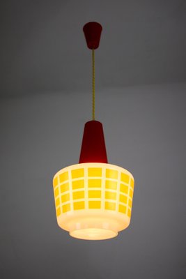 Mid-Century Red and Yellow Glass Pendant Lamp-HGJ-738978