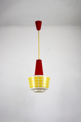 Mid-Century Red and Yellow Glass Pendant Lamp-HGJ-738978