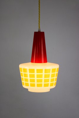 Mid-Century Red and Yellow Glass Pendant Lamp-HGJ-738978