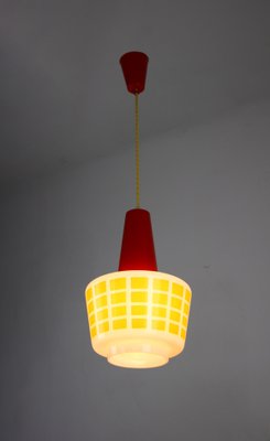 Mid-Century Red and Yellow Glass Pendant Lamp-HGJ-738978