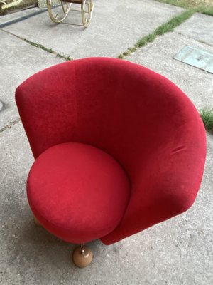 Mid-Century Red Armchair with Special Legs, 1950s-OXJ-1370946