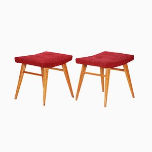 Mid-Century Red Beech Stools, 1960s, Set of 2-WHY-655784