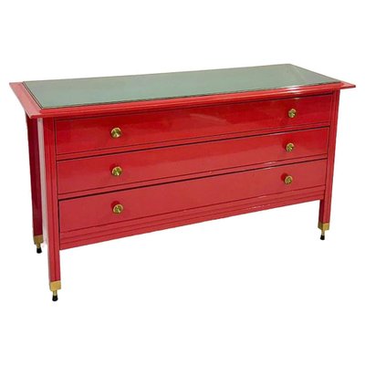 Mid-Century Red Chest of Drawers attributed to Carlo di Carli, Italy, 1970s-FGA-1757434