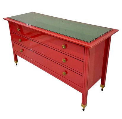 Mid-Century Red Chest of Drawers attributed to Carlo di Carli, Italy, 1970s-FGA-1757434