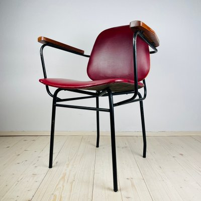 Mid-Century Red Dining Chair, Italy, 1960s-WQC-1782074