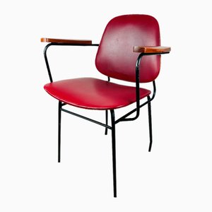 Mid-Century Red Dining Chair, Italy, 1960s-WQC-1782074