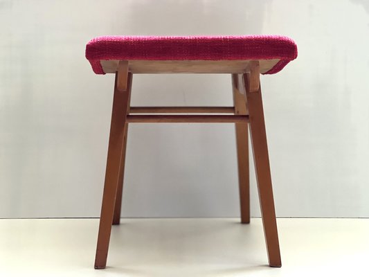 Mid-Century Red Fabric Footstool, 1970s-ALG-1337870