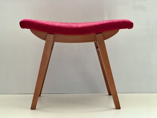 Mid-Century Red Fabric Footstool, 1970s-ALG-1337870