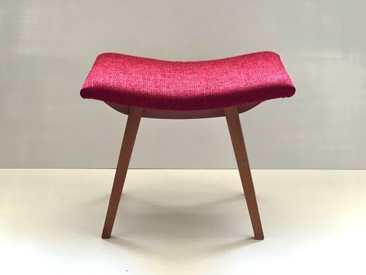 Mid-Century Red Fabric Footstool, 1970s-ALG-1337870