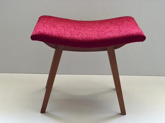 Mid-Century Red Fabric Footstool, 1970s-ALG-1337870