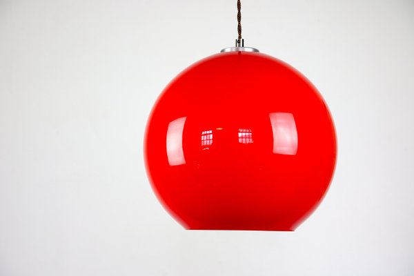 Mid-Century Red Glass Pendant Lamp-HGJ-738987