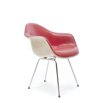 Mid-Century Red Leather Dax Dining Chair by Charles & Ray Eames for Herman Miller-QQA-777778