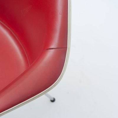 Mid-Century Red Leather Dax Dining Chair by Charles & Ray Eames for Herman Miller-QQA-777778