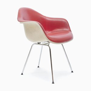 Mid-Century Red Leather Dax Dining Chair by Charles & Ray Eames for Herman Miller-QQA-777778